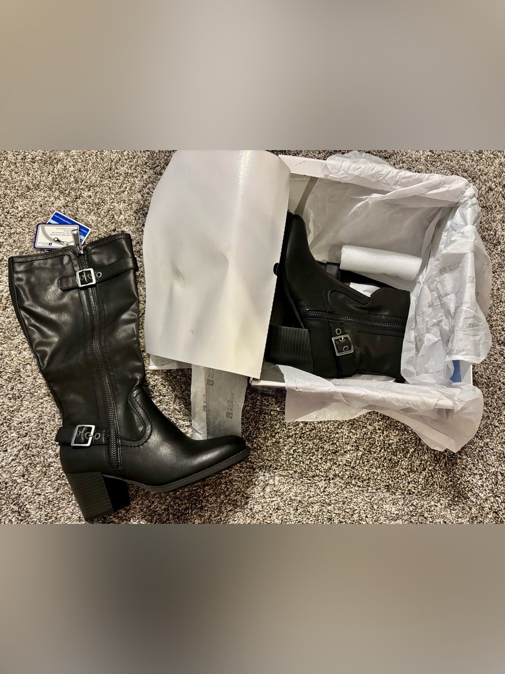 White Mountain - Women’s Size 8.5 - Black Mid-Calf Buckle Leather Boots